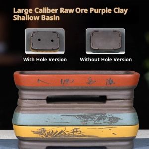 Purple Sand Flowerpot Rectangular Bonsai Pot