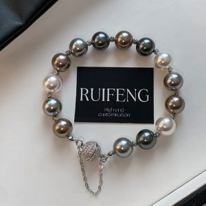 Gray Pearl Magnetic Buckle Bracelet For Women