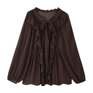 Women's Loose Laminated Decoration Drape Shirt