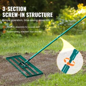 Lawn Leveling Rake, 30 Inch X 10 Inch Lawn Leveling Tool, Heavy-duty Lawn Leveler With 78 Inch Steel Extended Handle, Suitable For Gardens, Golf Course Lawns, Farms And Other Locations.