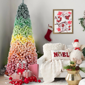 6ft PVC Rainbow Flocking Tree
