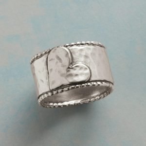 Love Heart-shaped Ring Antique Silver Personality Fashion Hammered Retro
