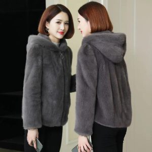 Thickened Velvet Coat Coral Fleece Coat Women's Winter Double-sided Fleece Hooded Warm Sweater Cardigan Zipper Fleece Jacket