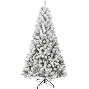 Artificial 4ft Flocked Christmas Tree With 233 PVC Branch Tips, Round Head, Foldable Base For Indoor Holiday Decorating