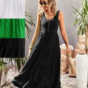 U-collar Elegant A- Line Suspender Dress