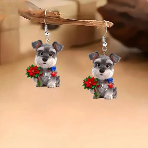Fashion Flat Cartoon Schnauzer Dog Earrings