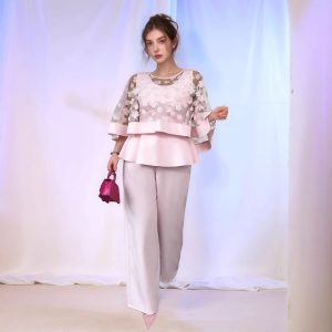 Net Yarn Flowers Long Sleeve Two-piece Set