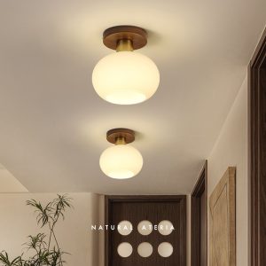 Chinese Style Simple And Light Luxury Walnut Brass Ceiling Lamp