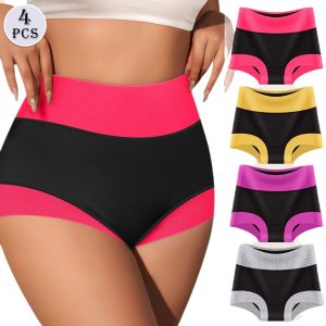 Color Matching High Waist Briefs Women's Underwear