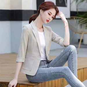 Casual Cotton And Linen Small Tailored Suit Top