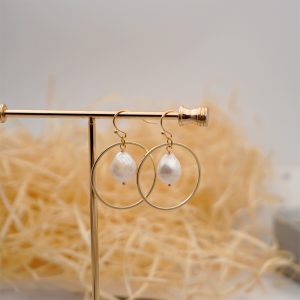Baroque Large Circle Shaped Pearl Earrings