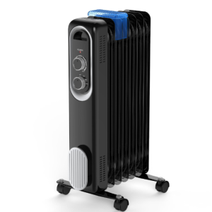 Oil Filled Radiator Heater With Adjustable Thermostat, 1500W Oil Space Heater For Indoor Use, Portable, 22inch Bright