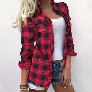 European And American Fashion Plaid Top
