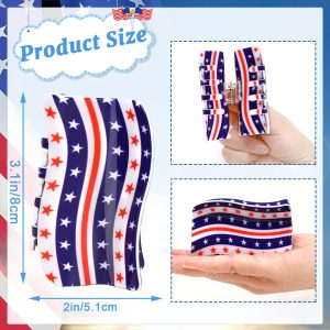 3Pcs American Flag Shaped Claw Clips USA Patriotic 4th Of July Design Hair Accessories Red White And Blue Hair Clips For Independence Day Veterans' Day Clearance