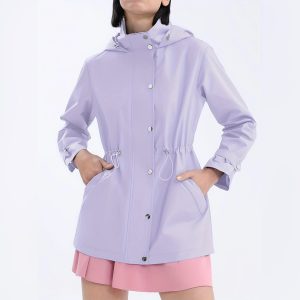 Women's Waterproof Slim Trench Coat Windproof Shell Jacket