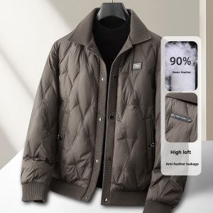 High-grade Knitted Lapel Lightweight Down Coat Men