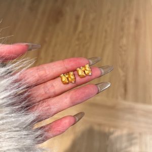 Sterling Silver Stud Elegant Bow Micro Inlaid Zircon Earrings