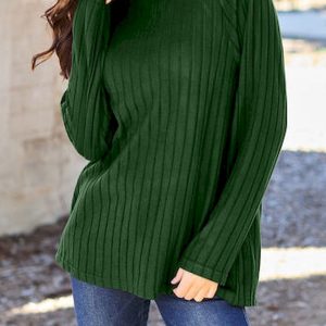 Rib Round-neck Long-sleeved Knitted Top Soft