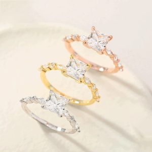 Square Zircon Princess Cut Diamond Ring