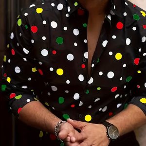 A Casual And Versatile Long-sleeved Shirt With Polka Dot Prints For Teenagers And Men
