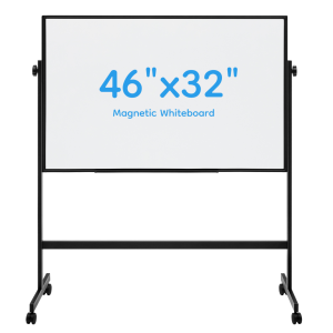 46x32 Mobile Magnetic Whiteboard With Aluminum Stand & Wheels For Home Office, Classroom