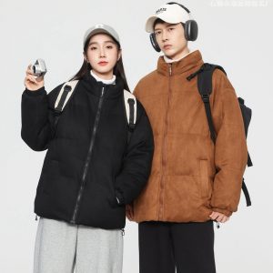 Stand Collar Deerskin Velvet Loose Windproof Warm Quilted Jacket High Quality Trendy Wild Protection