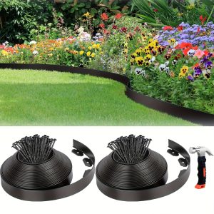 Landscape Edging Strips, With Anchored Tips, Unexcavated Garden Edging Kits, Plastic Flexible Garden Bed And Lawn Courtyard Paving Stone Pathways