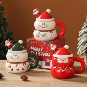 Christmas Ceramic Cartoon Snowman Large-capacity Water Cup