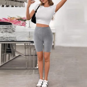 Casual Solid Color Sexy Tight Sports Knitted Cycling Pants