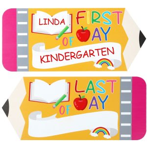 First And Last Day Of School Board Sign,Double Sided Printing Pencil Chalkboard For 1st Day Of Kindergarten Preschool, Back To School Supplies Photo Props Clearance