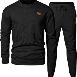 Men's Sports Casual Versatile Round Neck Sweater Set