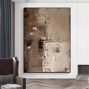 Handmade Oil Painting Canvas Wall Art Decoration Modern Brown Texture Abstract For Home Living Room Decor Rolled Frameless Unstretched Painting