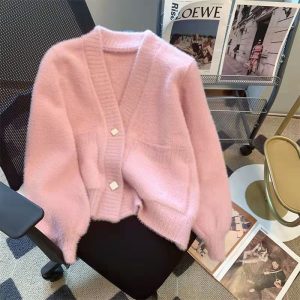 Spring And Autumn Furry Knitted Sweater