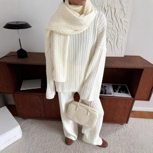 Knitting Women's Autumn And Winter New Two-piece Suit