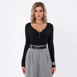 New Women's Versatile Buttons Bottoming Shirt