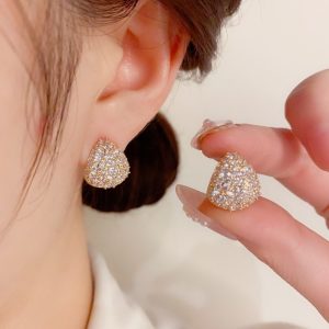 Silver Zircon Drop Shape Earrings