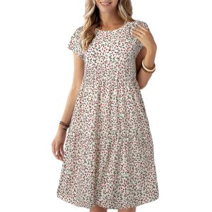 Women'S Boho Ditsy Floral Dress - Floral Print A-Line Dress, Loose Fit Knee-Length For Party & Everyday Wear
