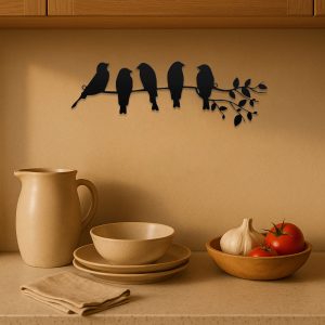 1PC Metal Bird Wall Art,Wall Ornament,The Leaves With Birds Sculpture Wall Decor