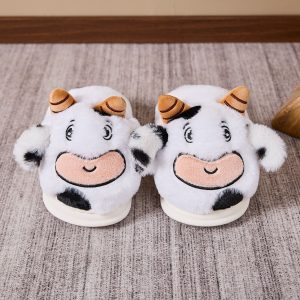Indoor Platform Warm Cartoon Cow Fluffy Slippers