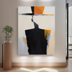 Male Abstract Hand Painted Canvas Painting Man With Hat Large Handmade Painting For Living Room Bedroom Wall Art Home Decoration