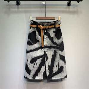 Tie-dyed High Waist Stretch Denim Skirt