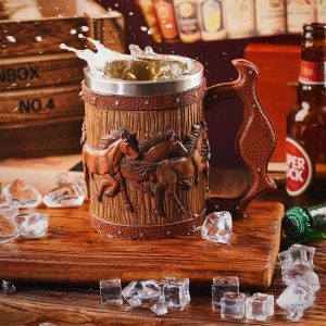 Simulation Wooden Barrel Creative Beer Mug Large Capacity Resin Cup