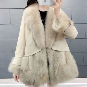 Faux Fur Mid-length Fox Fur Padded Coat