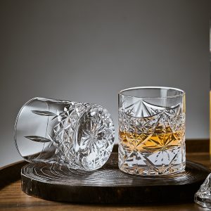Hand Carved Whiskey Polished Carved Crystal Glasses