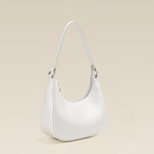 Chinese Style White One Shoulder Crossbody Moon Bag