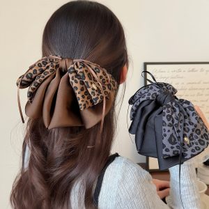 Leopard Print Mature Style Bow Claw Clip Light Luxury Advanced