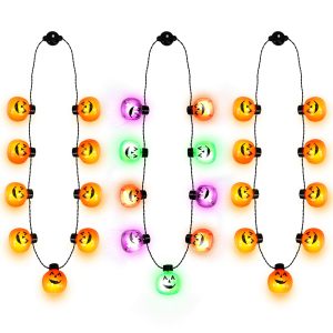 3PCS Halloween Light Up Necklaces, Pumpkin Shaped LED Necklace Halloween Eve Costume Party Accessories 3D Necklace Halloween Accessories For Halloween Party Favors And Supplies
