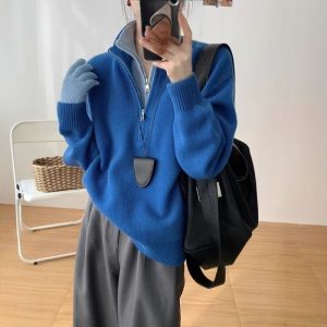 Casual Versatile Loose False Two Pieces Advanced Design Sweater