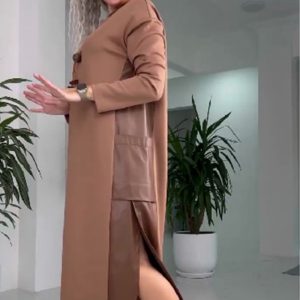 Women's New Contrast Color Leather Stitching Plus Size Dress