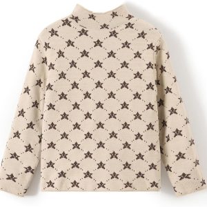 Askfine Girls Boys Pattern Half Turtleneck Sweaters Kids Warm Long Sleeve Knit Pullover Tops Unisex 5-14 Years